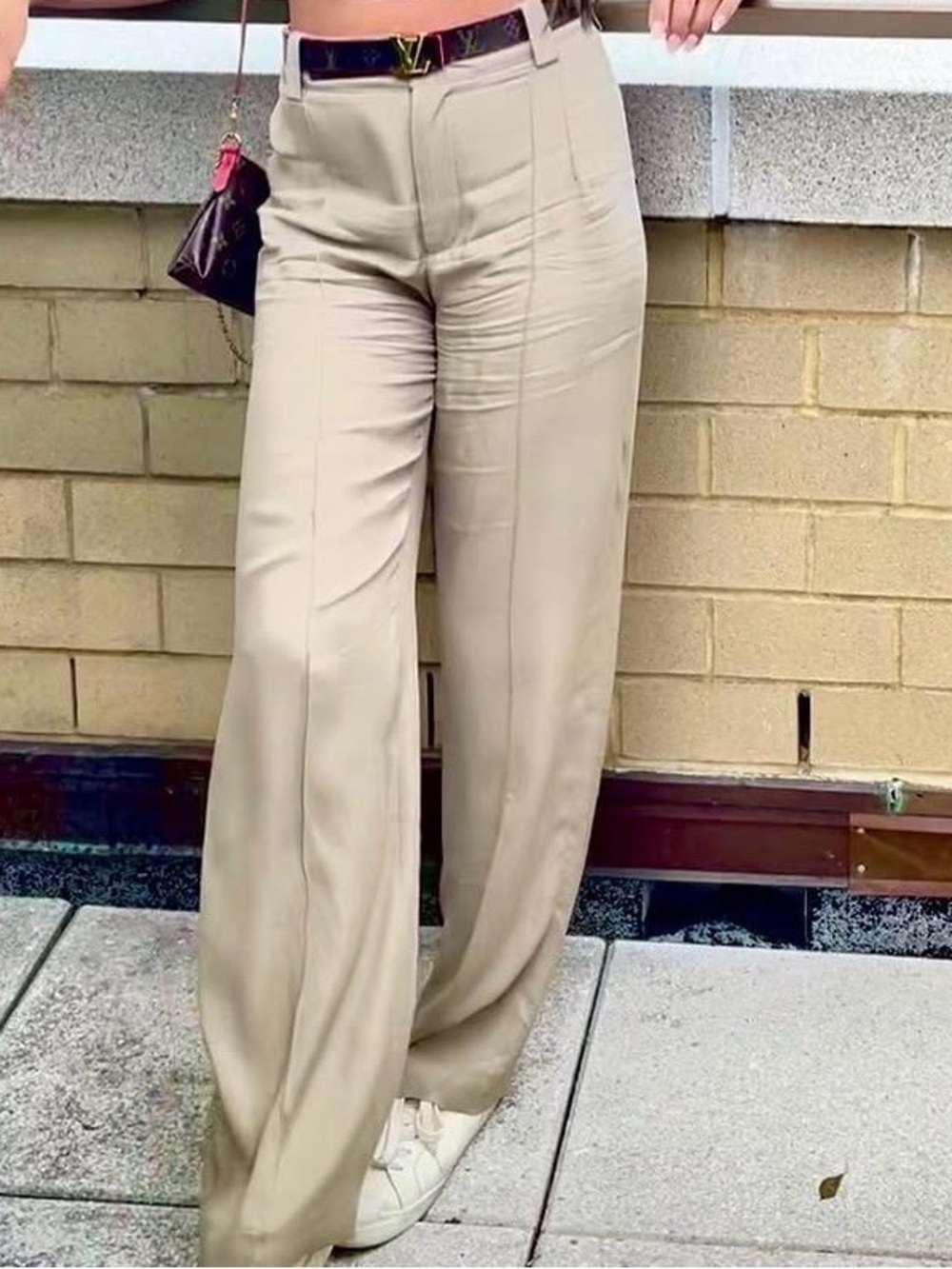 Zara Beige Wide-Leg Trousers